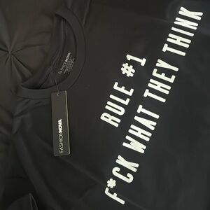 Fashion Nova Black Tee with White Bold Text